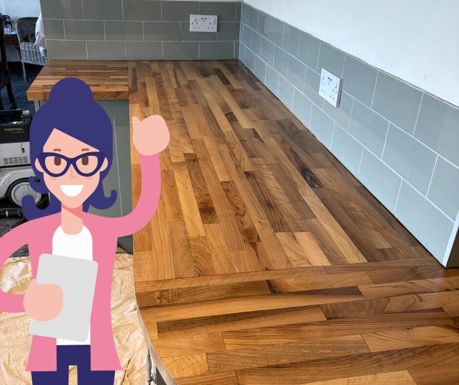 Black marks on a wooden worktop... Floor Sanding Cambridge Cambridgeshire Hertfordshire Suffolk